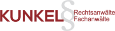 Kunkel Rechtsanwälte Fachanwälte Logo mit rotem Text auf weißem Hintergrund