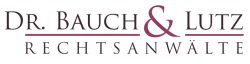 Logo mit dem Text "Dr. Bauch & Lutz Rechtsanwälte" in dunkler Schrift, mit einem stilisierten Symbol zwischen den Namen.
