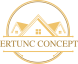 Logo mit stilisierten Häusern und dem Text "ERTUNG CONCEPT" in Gold auf schwarzem Hintergrund.