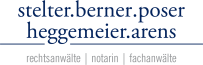 Logo mit dem Text "stelter.berner.poser heggemeier.arens" und den Worten "rechtsanwälte | notarin | fachanwälte" darunter.