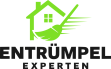 Haus mit Staubsauger und Staubwolke, grün und schwarz, Text "ENTRÜMPEL EXPERTEN"
