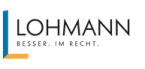Lohmann Logo mit schwarzem, blauen und orangefarbenem Design.