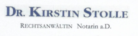 Visitenkarte von Dr. Kirstin Stolle, Rechtsanwältin und Notarin a.D.