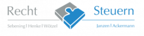 Ein Logo mit einem blauen Handschlag, daneben die Wörter "Recht" und "Steuern" in Schwarz und Blau, sowie die Namen "Sibbing | Hanke | Witten" und "Jansen | Ackerpann" in Blau.