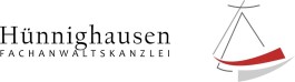 Hünninghausen Fachanwaltskanzlei, Logo mit Waage und rotem Band