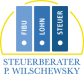 Grafik eines Tresors mit den Bezeichnungen FIBU, LOHN und STEUER, darunter der Text "STEUERBERATER P. WILSCHEWSKY"
