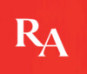 Rotes Hintergrund mit weißen Buchstaben "RA"