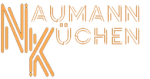 Logo mit orangefarbenem Text "Naumann Küchen" und stilisiertem "N" und "K"
