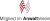 Logo mit roten und grauen Linien über dem schwarzen Text "Mitglied im AnwaltVerein"
