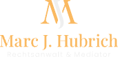 Das Logo zeigt den Schriftzug "Marc J. Hubrich" mit dem Zusatz "Rechtsanwalt & Notar" darunter.