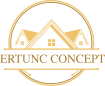Logo mit stilisierten Häusern und dem Text "ERTUNG CONCEPT" in Gold auf schwarzem Hintergrund.
