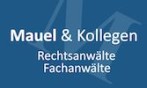 Logo mit blauer Hintergrund, weißer Text: "Mauel & Kollegen, Rechtsanwälte Fachanwälte"