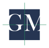 Logo mit den Buchstaben "G" und "M" in weiß auf dunkelblauem Hintergrund, mit grünen Hilfslinien.