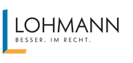 Lohmann Logo mit schwarzem, blauen und orangefarbenem Design.